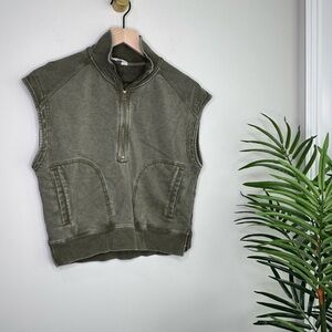 Anthropologie Daily Practice Olive Green Sleeveless Hoodie